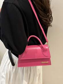 1pc High-Quality Flap Handbag, Suitable For Women's Casual, Dating, All Seasons - Hot Pink - View 3