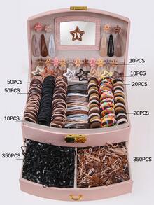 870个多功能棕色发圈，可爱女孩弹力发绳，耐用不伤发，侧刘海夹，简约发夹，适合日常使用和返校季 - 彩色 - 查看 8