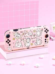 Bộ 1 ốp lưng hình mèo dễ thương đang chơi, tương thích với máy chơi game Switch2 (2025)/Switch NS/Switch OLED, bao gồm ốp bảo vệ/vỏ bọc tay cầm/túi đựng, chất liệu TPU mềm, kiểu dáng thời trang và tiện dụng, có chân đế di động, chống sốc, chống trầy xước, chống bám bẩn, là món quà lãng mạn thời trang. - Xem 3