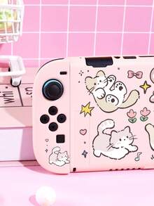 Bộ 1 ốp lưng hình mèo dễ thương đang chơi, tương thích với máy chơi game Switch2 (2025)/Switch NS/Switch OLED, bao gồm ốp bảo vệ/vỏ bọc tay cầm/túi đựng, chất liệu TPU mềm, kiểu dáng thời trang và tiện dụng, có chân đế di động, chống sốc, chống trầy xước, chống bám bẩn, là món quà lãng mạn thời trang. - Xem 4