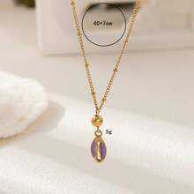 1件不锈钢沙滩度假项链，精致可爱贝壳吊坠，女士夏季时尚颈链 - 金色 - 查看 8