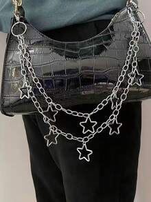 1 pièce Chaîne de sac géométrique en croissant de métal punk, chaîne de pantalon cool pour hommes et femmes, accessoire rock and roll - Chaîne de taille - Voir 2