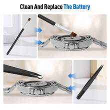Watch Repair Kit, Watch Battery Replacement Tool Kit, Watch Link Removal Kit, Watch Band Replacement Tool, Watch Repair Screwdriver Set, Watch Back Remover Holder, Spring Bar, Tweezers - Silver - View 8