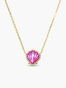 1Pc Gold Shell-Shaped Necklace,Unique And Classic Design Shell Necklace, For Ladies' Weddings, Banquets And Girls' Daily Life Decor Jewelry Gift - Multicolor - View 5