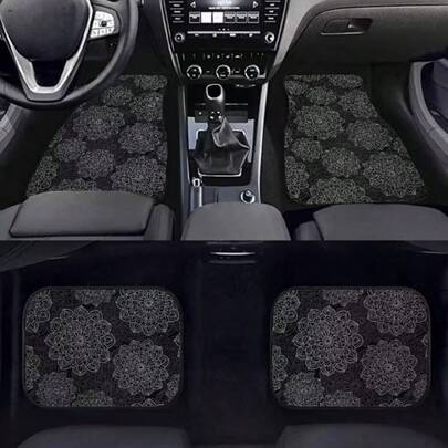 4ชิ้น/ชุด พรมปูพื้นรถยนต์กันน้ำพร้อมดีไซน์ เหมาะสำหรับรถเก๋ง, SUV และรถบรรทุก