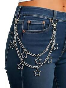 1/3 件套 Grunge Y2K 双孔铆钉星星腰带和裤链，搭配仙女 Grunge 手链，哥特朋克摇滚装扮 - 彩色 - 查看 9