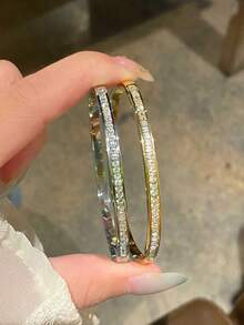 2件套精美奢华不锈钢镀金星空手镯套装，防褪色防水，女士珠宝 - 兩件套 - 查看 6
