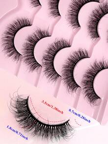 ENCHUW 5 Pairs Of Natural False Eyelashes Natural Look Soft And Fluffy Eyelashes 3D Curling DIY At Home Suitable For Daily Outings, Dates, And Party Use - Black - View 2