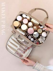 Large Capacity Compartmentalized Cosmetic Bag, Travel Toiletry Organizer, Portable Makeup Case, Small Handheld Cosmetic Box - Multicolor - View 8