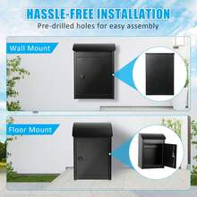 Extra Large Mailbox For Parcel, Wall Mounted Lockable Delivery Box, Parcel Drop Box With Anti-Theft Baffle - A - View 7