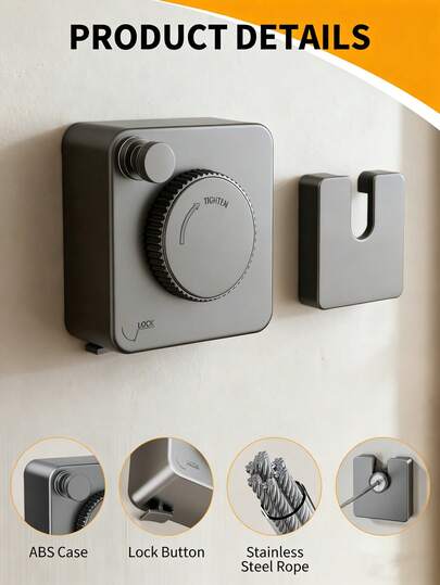 4,2 m zwijana linka do suszenia ubrań bez wiercenia, wytrzymała linka do suszenia prania ze stali nierdzewnej, odporna na korozję, do użytku wewnątrz i na zewnątrz, do łazienki, na balkon, do hotelu