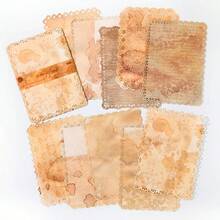 10pcs/Pack Vintage Hollow Lace Borders, Scrapbooking Supplies, Aged Yellow Material Paper, Floral, Lunar Phase, Butterfly, Light Retro, Diary, Journal Decoration, DIY Background, Stationery, Office Supplies - Rectangle - View 16