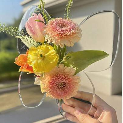 透明亚克力蝴蝶花瓶，亚克力相框花瓶，装饰艺术品，边桌及各种桌面摆件，乔迁礼物，女士礼物（透明蝴蝶）