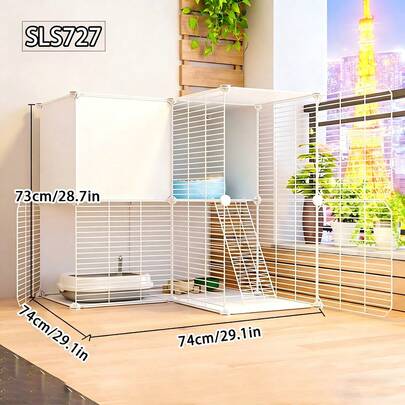 Stackable Multi-Layer Cat Cage With Climbing Ladder, DIY Modular Cat Fence, Indoor Cat Villa With Resting Area, Suitable For Kittens