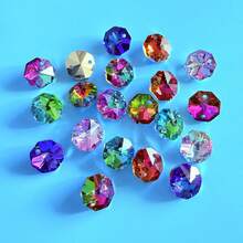 20pcs/Set 14mm Double Hole Glass Beads/Crystal Octagonal Beads, DIY Suncatchers/Crystal Prisms/Crystal Pendant For Chandelier/Christmas Tree Decor/Holiday Decor/Wedding Decor - Multicolor - View 1