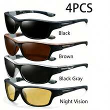 4-Pack Men's Polarized Sports Cycling Glasses For Riding And Driving Wrap-Around Frame Ideal For Outdoor Sports - 4 cái - Xem 9