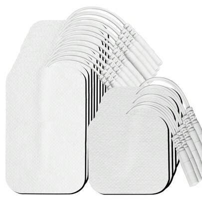 用于电刺激肌肉刺激仪按摩器的TENS电极片/EMS电极片，自粘式，2.0mm针脚连接器导线，无纺布替换贴片