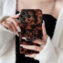 Tortoise Shell Vintage Amber Color Niche Elegant Phone Case With Stand, Suitable For IPhone 17 Pro Max/17 Air/ 16 Pro Max, Apple 15 New 14/13 Full Coverage Soft Case Anti-Drop 16 Pro Protective Cover 12 - 深棕色 - 查看 2