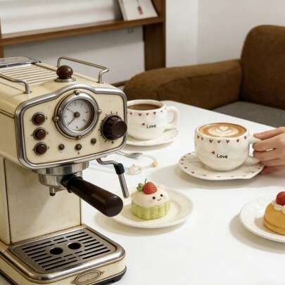 Bộ 1 tách và đĩa sứ hình trái tim, họa tiết tình yêu, tách nước cao cấp, bộ tách và đĩa trà chiều vẽ tay trang nhã, cốc cà phê đẹp, món quà lý tưởng cho phụ nữ, ngày Valentine, ngày của Mẹ.