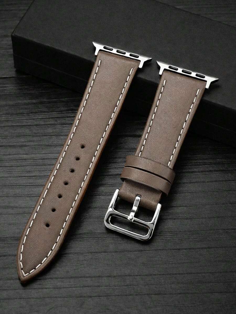 1 pieza Correa de reloj estilo deportivo minimalista para hombre, compatible con Apple Watch 38mm 40mm 41mm 42mm 44mm 45mm 46mm 49mm, compatible con Apple Watch Series 11 10 9 8 SE 7 6 5 4 3 2 1 Ultra 3/2/1 S10/S11, correa de cuero PU reemplazable - Gris - Ver 1