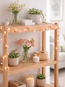 1 Set Rose Flower String Lights With Pearls, No Battery Included, Artificial Floral Fairy Lights, Rose Wreath Lights, Suitable For Tabletop Centerpiece Decor, Wedding Party, Valentine's Day Gift, Romantic Room Aesthetic, Farmhouse Style Accessory, Indoor Home Garden Patio Decor, Bridal Shower Party Anniversary Decoration, Retro Bedroom Living Room Wreath Lights - Multicolor - View 11