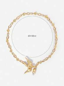 Collar largo Opalesca para mujer, prenda de vestir, estilo vintage, con cuentas, accesorio de boda/nupcial, estilo hada, perla, flor, temporada otoño/invierno, adecuado para mamá/mujer/niña/madre, elegante, de alta gama - Dorado - Ver 5