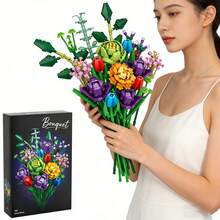 XINGYA YOUPIN [Ship In 24h] 934pcs Building Block Flower Suit, Simulation Bouquet, Gift Home Ornaments, Splicing Simple Operation, Suitable For Birthday, Christmas, Halloween, Thanksgiving, New Year, Party Best Gift For Women / Girlfriend - Nhiều màu - Xem 3