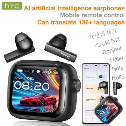  HTC NE40 全新 AI 無線翻譯耳機：支援 134 種語言智慧對話翻譯，配備高清 LED 顯示屏，提供多種配色選擇；擁有高保真音質與集成麥克風，支援觸控操作；適用於辦公、運動及學習場景，採用 USB 充電，是商務與學習的理想伴侶。