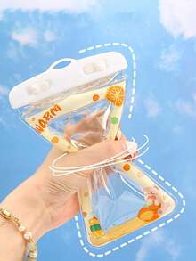 1个卡通挂绳防水手机袋，触屏防水袋，适用于游泳、沙滩、划船，透明防水手机壳 - 彩色 - 查看 4