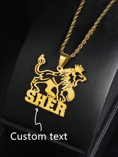 1 chiếc dây chuyền mặt chữ hình sư tử, mặt dây chuyền chữ số áo đấu, dây xoắn, trang sức cá nhân hóa dành cho nam giới, quà tặng sinh nhật cho nam.