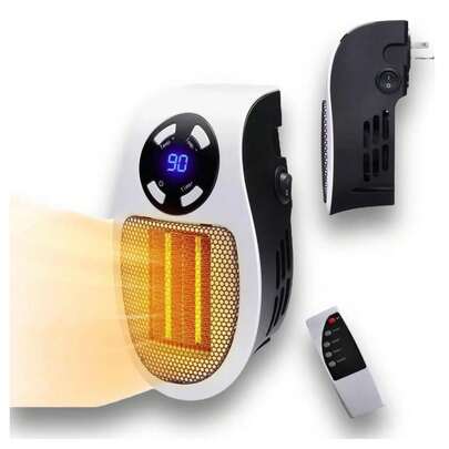 Calefactor Eléctrico Portátil De Pared 500w Con Velocidades Blanco Con Negro