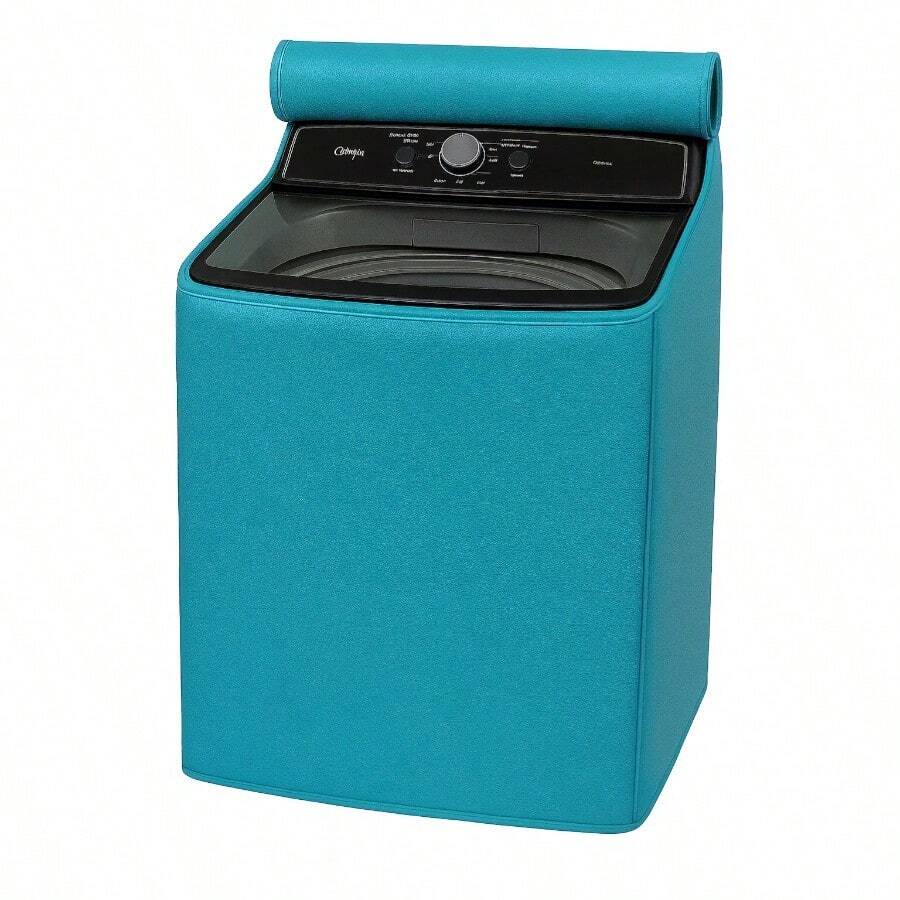 Washing Machine Cover With Silver Zipper Panel, Waterproof And Plush, For Indoor And Outdoor Use, Premium Quality, Durable Up To 6 Years, Compatible With All Brands. - 青碧色 - 查看 1
