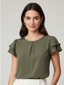 Blusa Feminina Elegante - Verde Militar - Visão 1