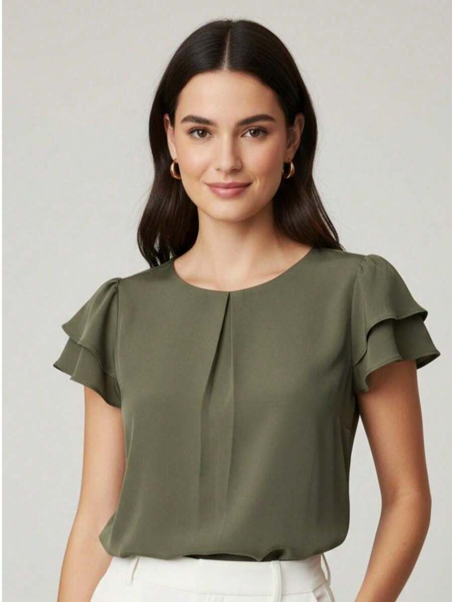 Blusa Feminina Elegante - Verde Militar - Visão 1