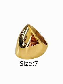 1枚简约优雅法式时尚316不锈钢18K镀金真空涂层戒指，经久耐用，防水防过敏，适合日常、旅行和度假佩戴。 - 光面長女士戒指 - 查看 19