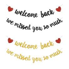 Welcome Back, We Missed You! Glitter Welcome Back Banner, Back To School Decor, Classroom Decoration, Teacher Student First Day Of School Party Supplies - Style 1 - View 1