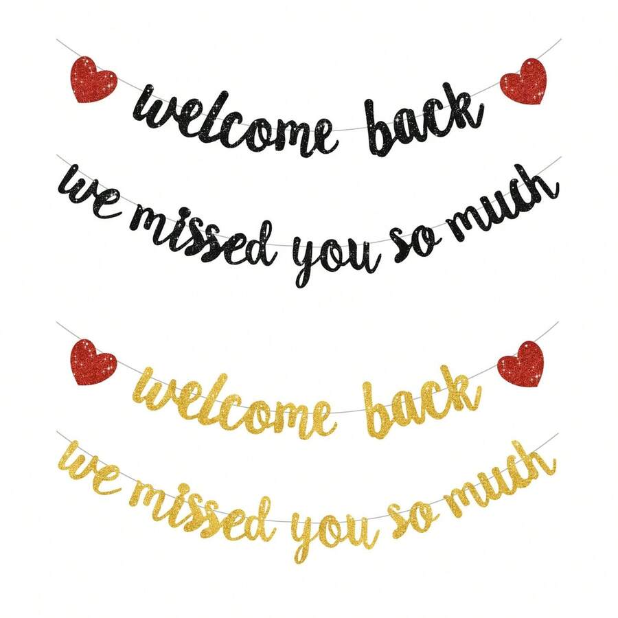 Welcome Back, We Missed You! Glitter Welcome Back Banner, Back To School Decor, Classroom Decoration, Teacher Student First Day Of School Party Supplies - Style 1 - View 1