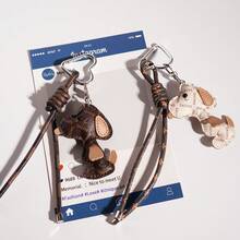 1pc Dog Bag Charm, Original Designer Leather Keychain, Cute Backpack Pendant - Multicolor - View 2