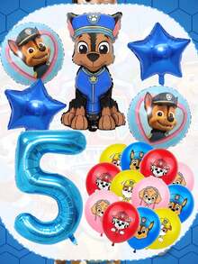 Bộ trang trí bóng bay chủ đề Paw Patrol - Bóng bay số lớn màu xanh dương 32 inch, bóng bay cao su cao cấp 12 inch in hình các nhân vật Chase, Mar Shall, Rubble, Skye, hoàn hảo cho tiệc sinh nhật, lễ hội, lễ tốt nghiệp, kỷ niệm và tất cả các loại tụ họp lễ hội, đồ dùng tiệc cho mọi lứa tuổi, đạo cụ phông nền chụp ảnh, dễ dàng bơm hơi và lắp ráp cho các sự kiện trong nhà và ngoài trời. - Chase Balloon - Xem 13