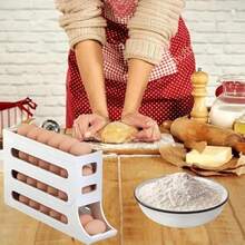 3-Layer Sliding Egg Rack - Anti-Fall Space Saving Refrigerator Side Door Storage Rack, Special For Kitchen Organization - White - View 5