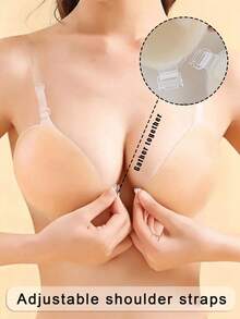 Silicone Bra With Thick Straps, Invisible Push-Up Bra, Waterproof & Skin-Friendly For Women - Beige - View 1
