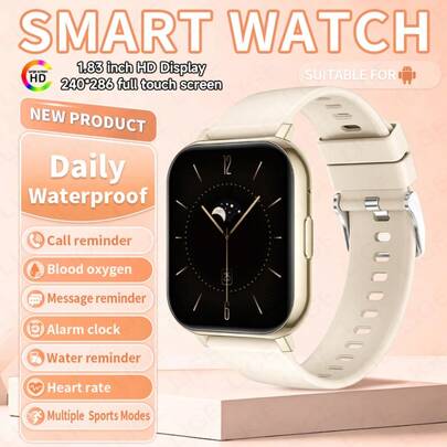  Lige智能手表，男女皆宜的时尚智能手表，180毫安时电池容量，防水，多种运动模式，心率监测，血压监测，血氧监测，睡眠监测，健康监测智能手环