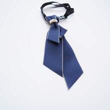 1 chiếc nơ đeo cổ bằng polyester, kiểu dáng thường ngày, phù hợp cho mọi mùa. - Viền hình quả hạnh màu xanh lam - Xem 2