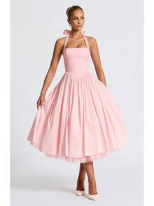 2026 New Women Dress European American Style Puffy Skirt Evening Gown Popular Lace-Up Dress Women Clothing For Party Date - 粉紅色 - 查看 1