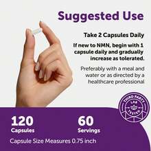NMN Capsules 1000mg Complex – Nicotinamide Mononucleotide Supplement With Resveratrol, CoQ10, Quercetin & Antioxidant Nutrients | 120 Veggie Capsules - 1 Bottle - 查看 3