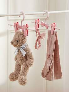 迷你防滑衣架，可调节弹力防皱裤架，家用防滑晾衣架。收纳整理，家居生活，方便实用。 - 粉色 - 查看 1