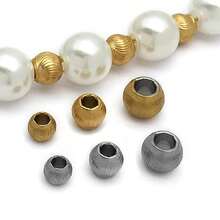 10颗纹理细小圆形散珠，不锈钢纹理条纹隔珠，球珠，适用于DIY手链、珠宝制作、工艺品制作，尺寸4/5/6毫米 - 彩色 - 查看 2