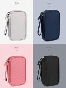 1 pieza Bolsa de almacenamiento de accesorios digitales, organizador electrónico bolsa de viaje universal para cables, adecuado para estuche de teléfono, cable de datos, monedero, joyería, compartimentos de almacenamiento clasificados, batería portátil, ratón, cargador, cable, estuche de lápices, disco duro, funda protectora, bolsas de almacenamiento de viaje lavables - Negro - Ver 7