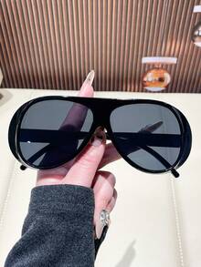 Bộ 3 kính mắt ngoại cỡ phong cách Y2K, thích hợp cho bãi biển và du lịch, gọng kính hình bầu dục cổ điển, phù hợp với nhiều trang phục và mùa tựu trường. - Nhiều màu - Xem 4