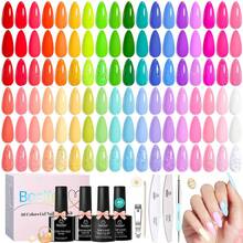 Beetles 36 Colors Gel Nail Polish Set, Pastel Jelly Pink Purple White Green Glitter Gel Kit With Base & Top Coat, Nail Tools, Soak Off UV Nail Art, Salon DIY Manicure Gift For Women - 36 Colors Pastel Neon Rainbow Bright - 查看 1